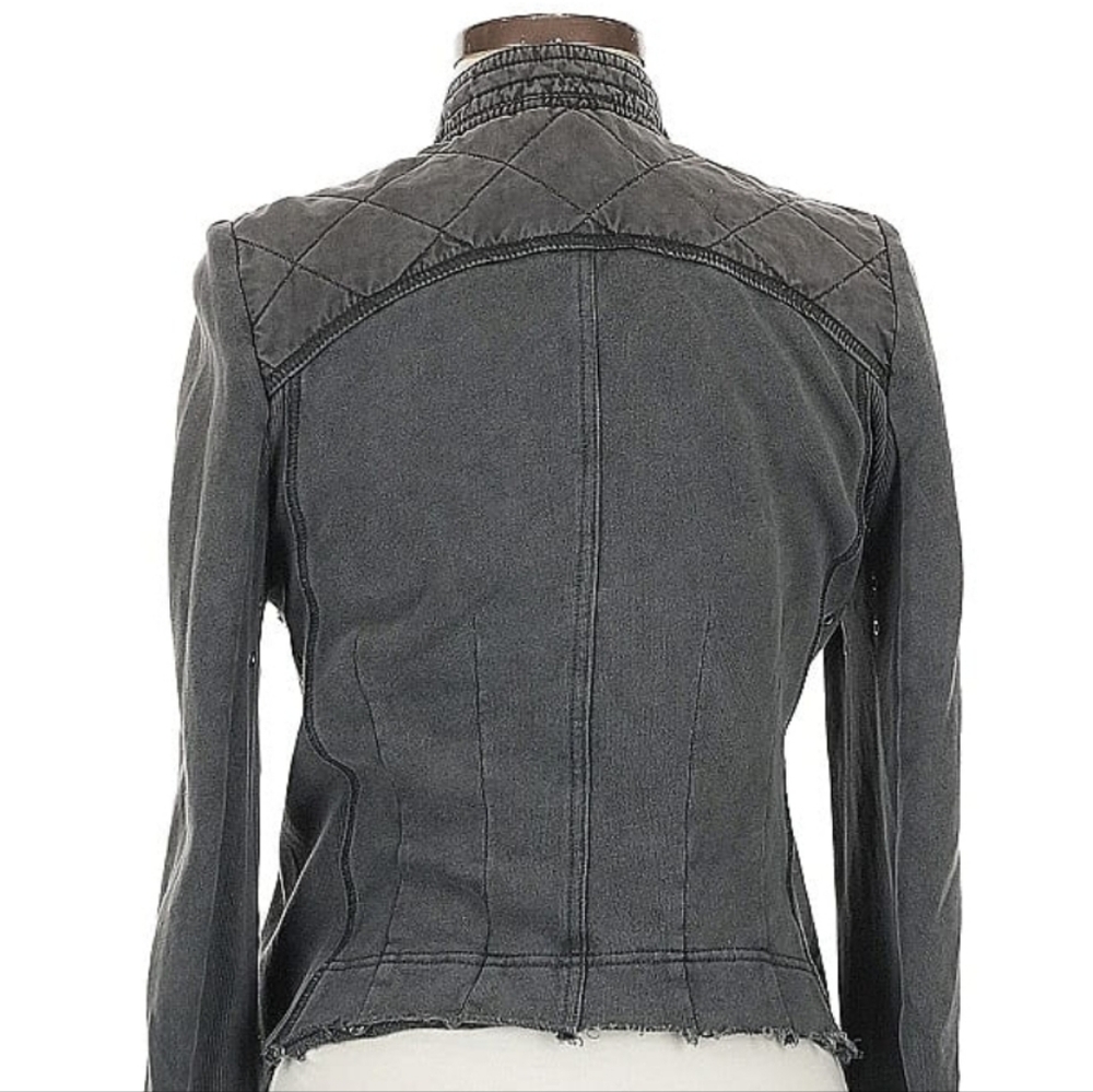 Free People Charcoal Moto Jacket M - Picture 6 of 13